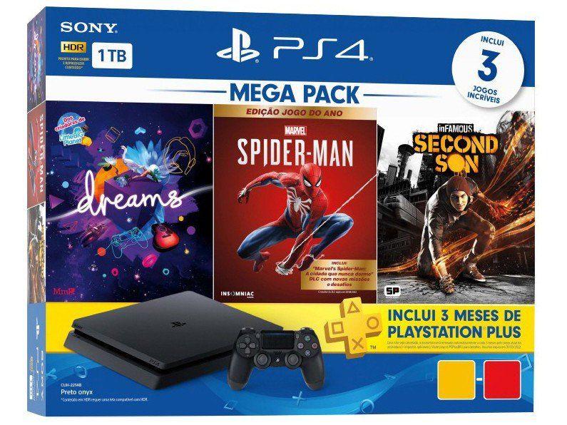 PlayStation 4 Mega Pack V17 1TB 1 Controle Sony - com 3 Jogos